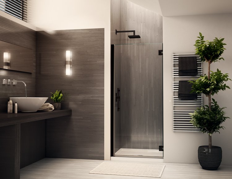 Fleurco Select Kara Single pivot Shower Door, 1/4" (6 mm) glass, 70" H