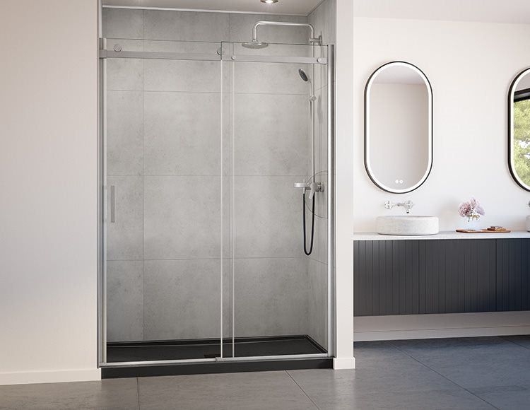 Fleurco Horizon Access In-line Shower Door, 5/16" (8 mm) clear glass,  79" H | With exterior faucet reach