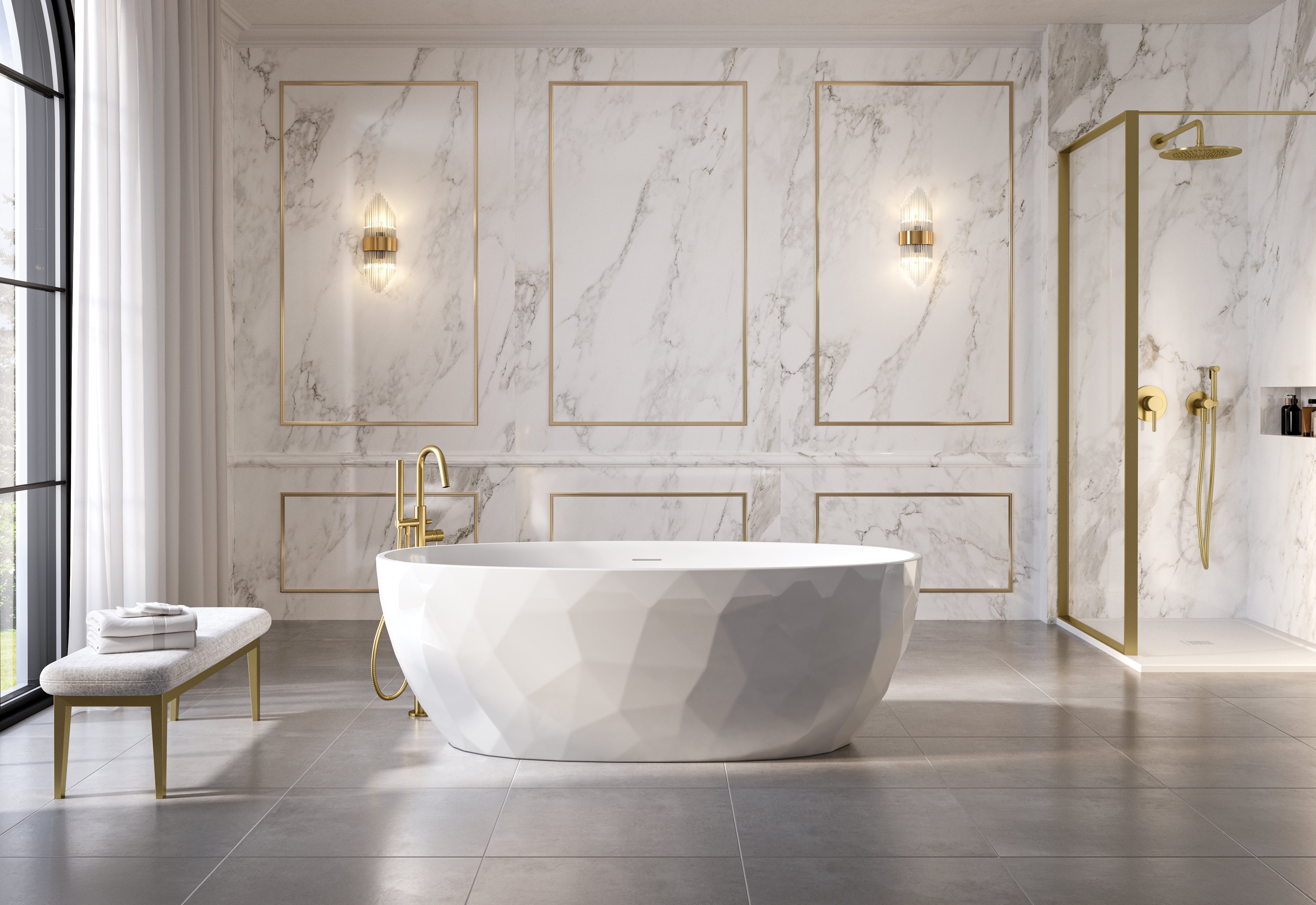 Fleurco Tonnetz Grande Freestanding Acrylic Tub BTZ6732-18 – White