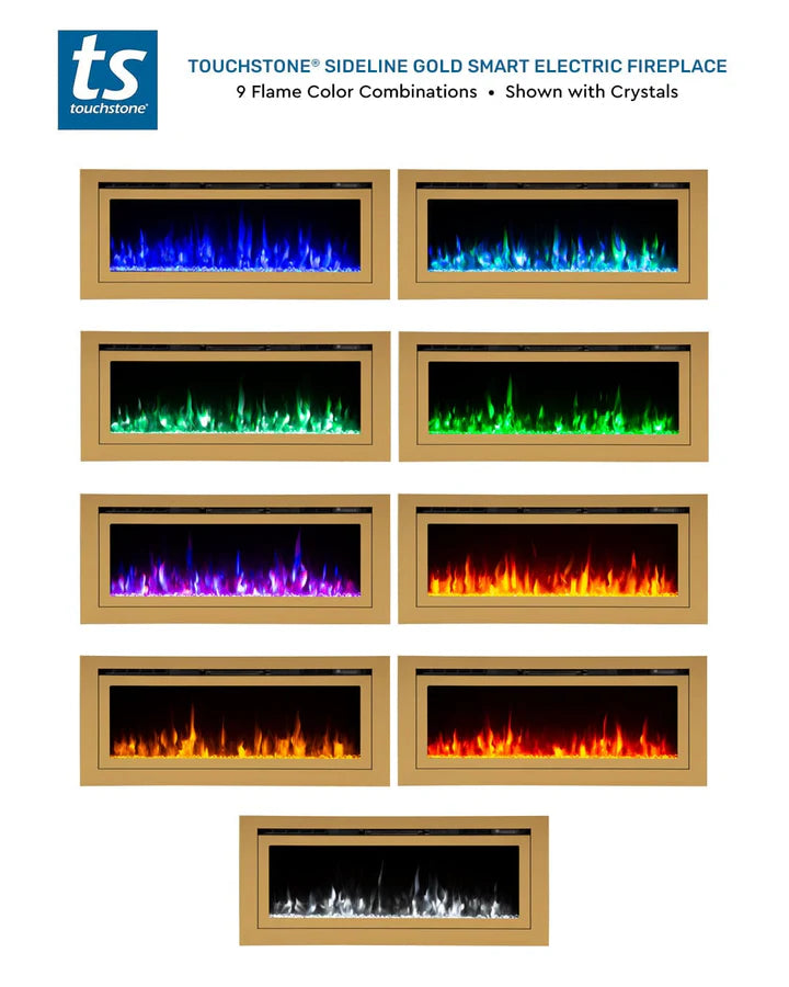 Touchstone Sideline Deluxe Gold 50 Inch Recessed Smart Electric Fireplace – 86275
