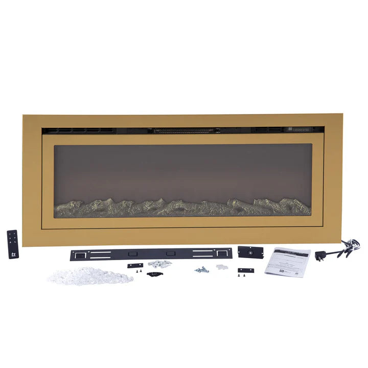 Touchstone Sideline Deluxe Gold 72″ Recessed Smart Electric Fireplace – 86278