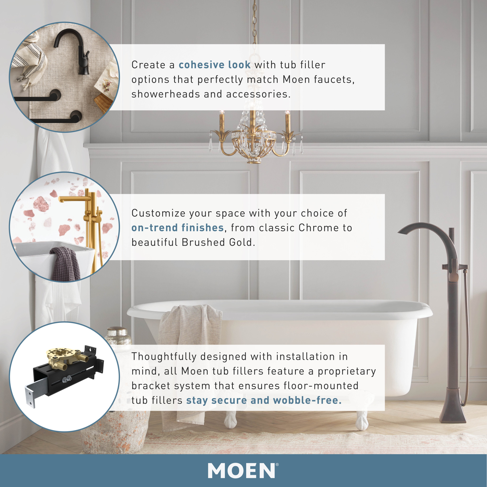 Moen 695 Voss Chrome One-Handle Tub Filler including Handheld Shower