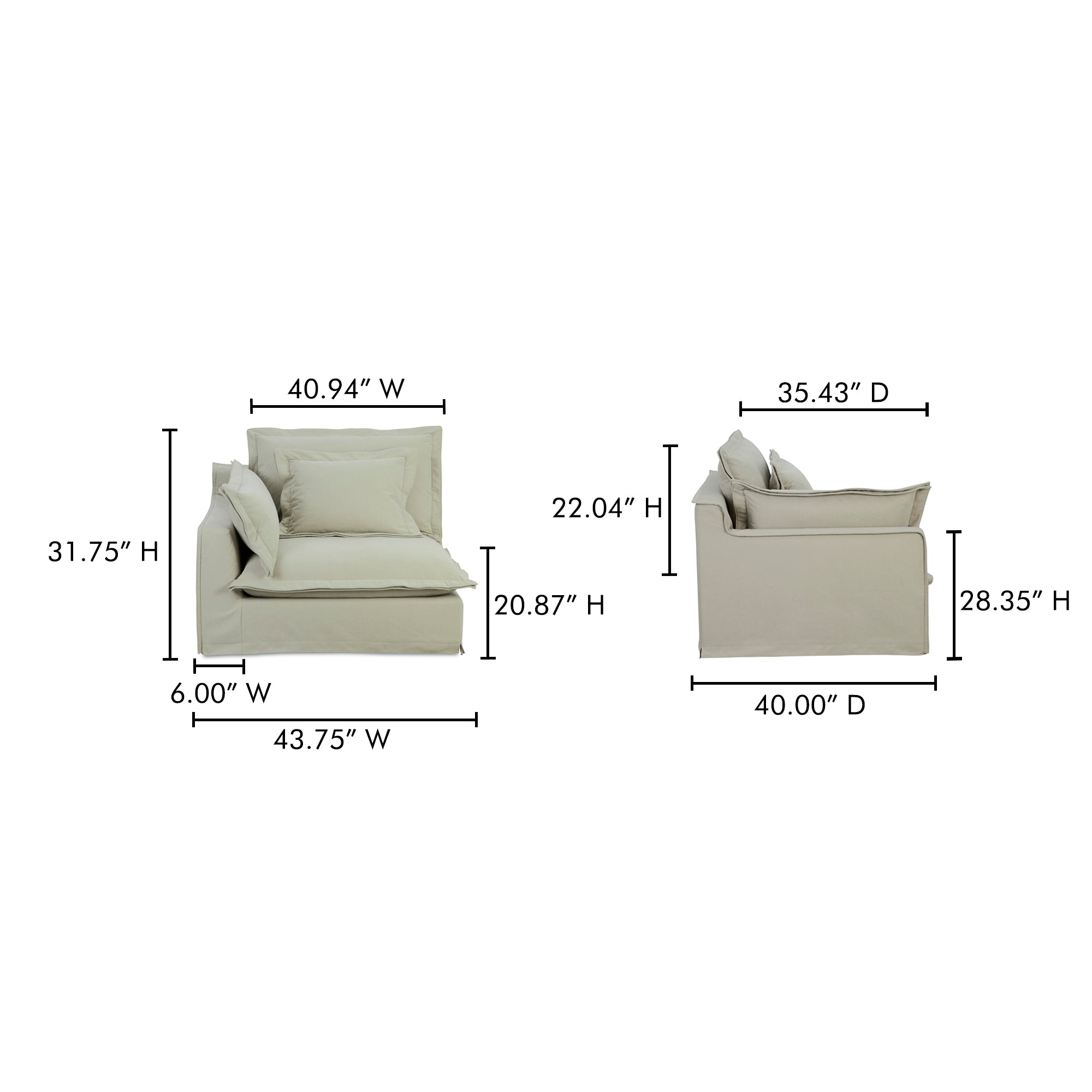 Moes Olivia Left Arm Facing Chair Sand UB-1021-34