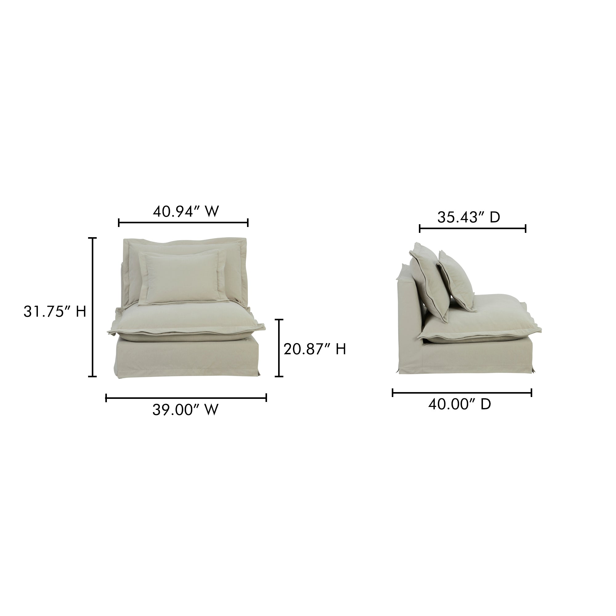 Moes Olivia Slipper Chair Sand UB-1023-34
