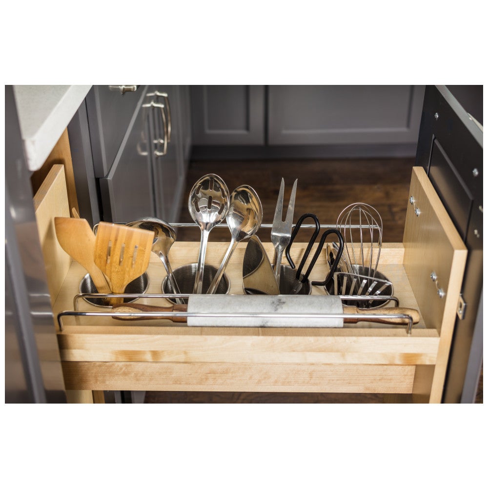 Hardware Resources "No Wiggle" Utensil Bin Soft-close Base Cabinet Pullout