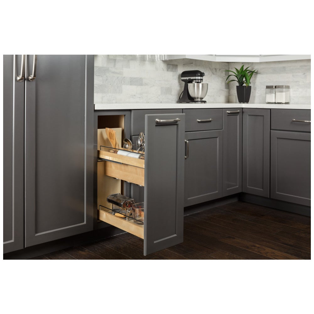 Hardware Resources "No Wiggle" Utensil Bin Soft-close Base Cabinet Pullout