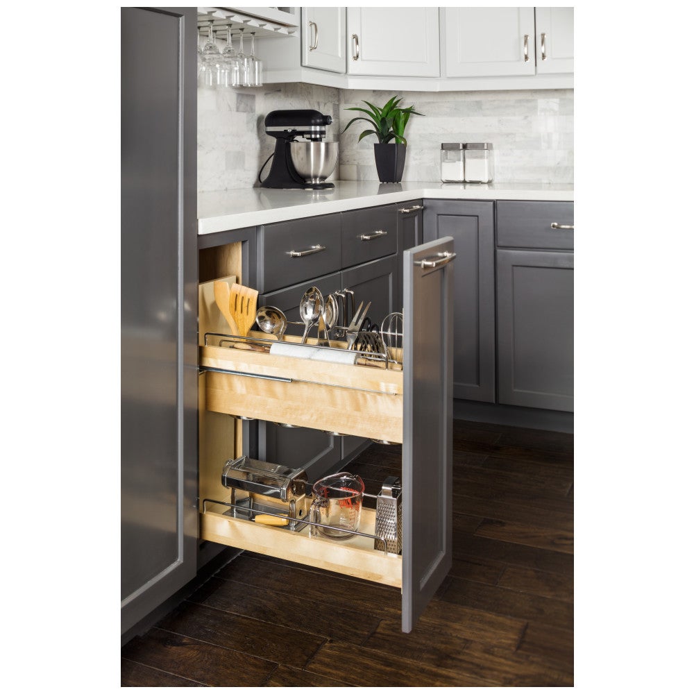 Hardware Resources "No Wiggle" Utensil Bin Soft-close Base Cabinet Pullout