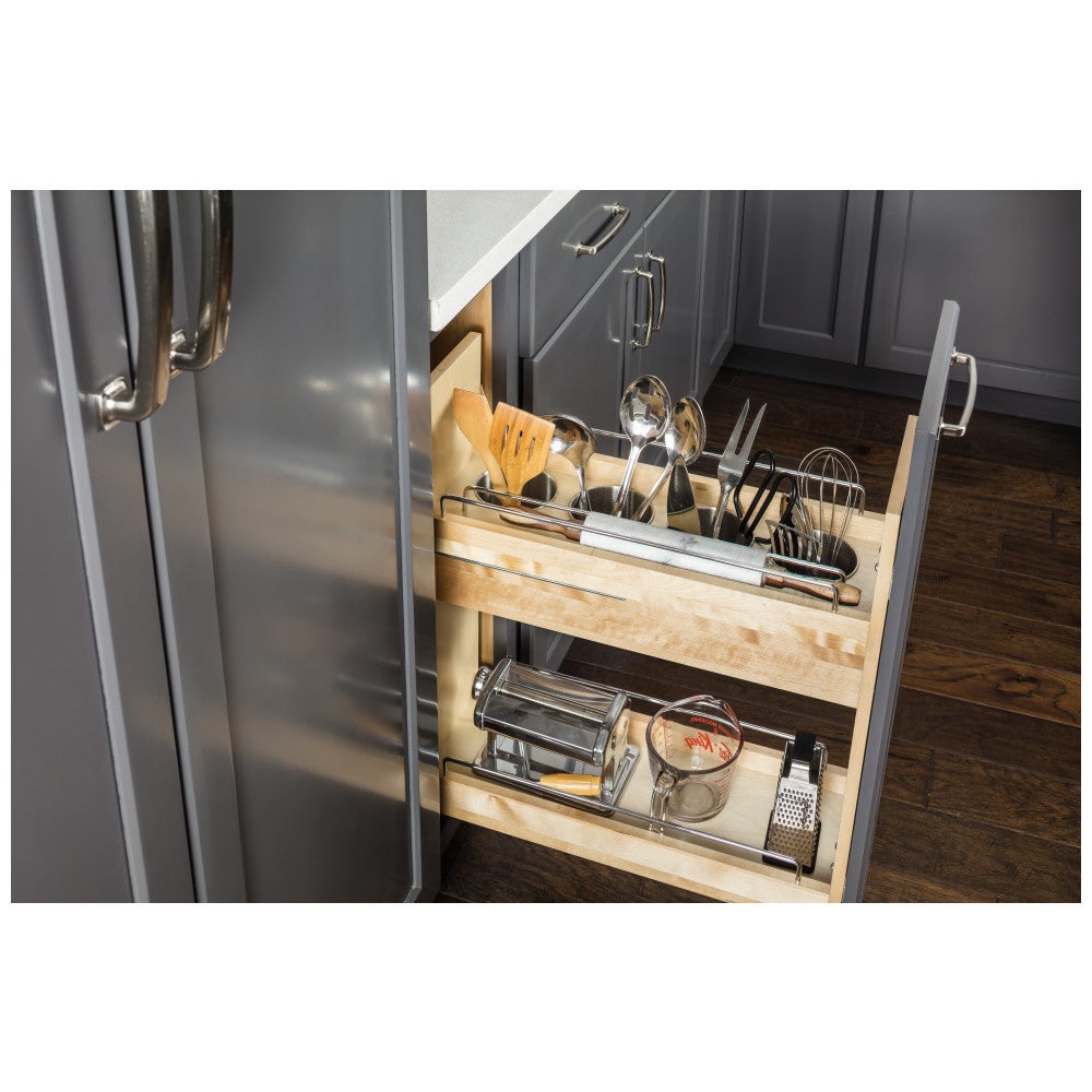 Hardware Resources "No Wiggle" Utensil Bin Soft-close Base Cabinet Pullout