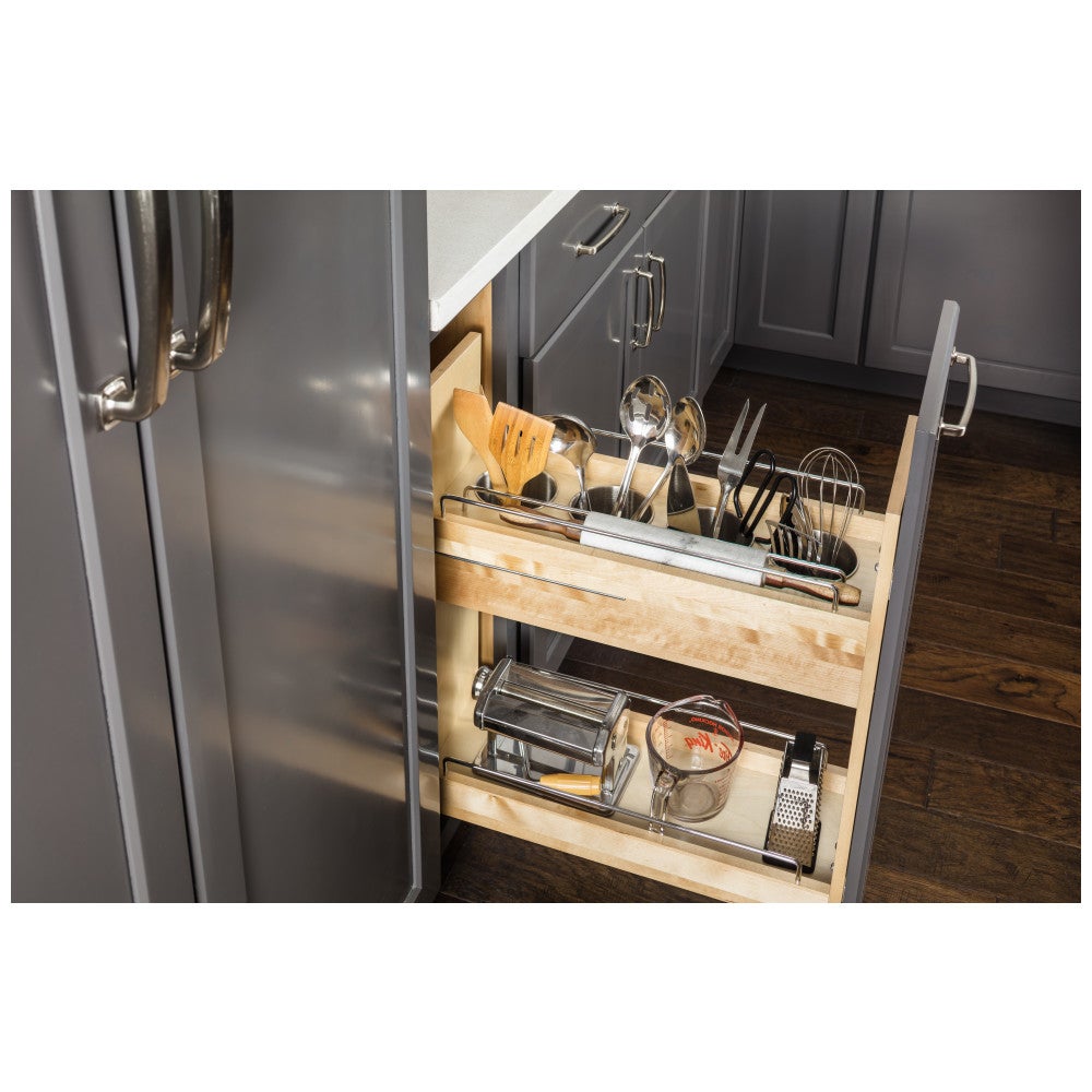 Hardware Resources "No Wiggle" Utensil Bin Soft-close Base Cabinet Pullout