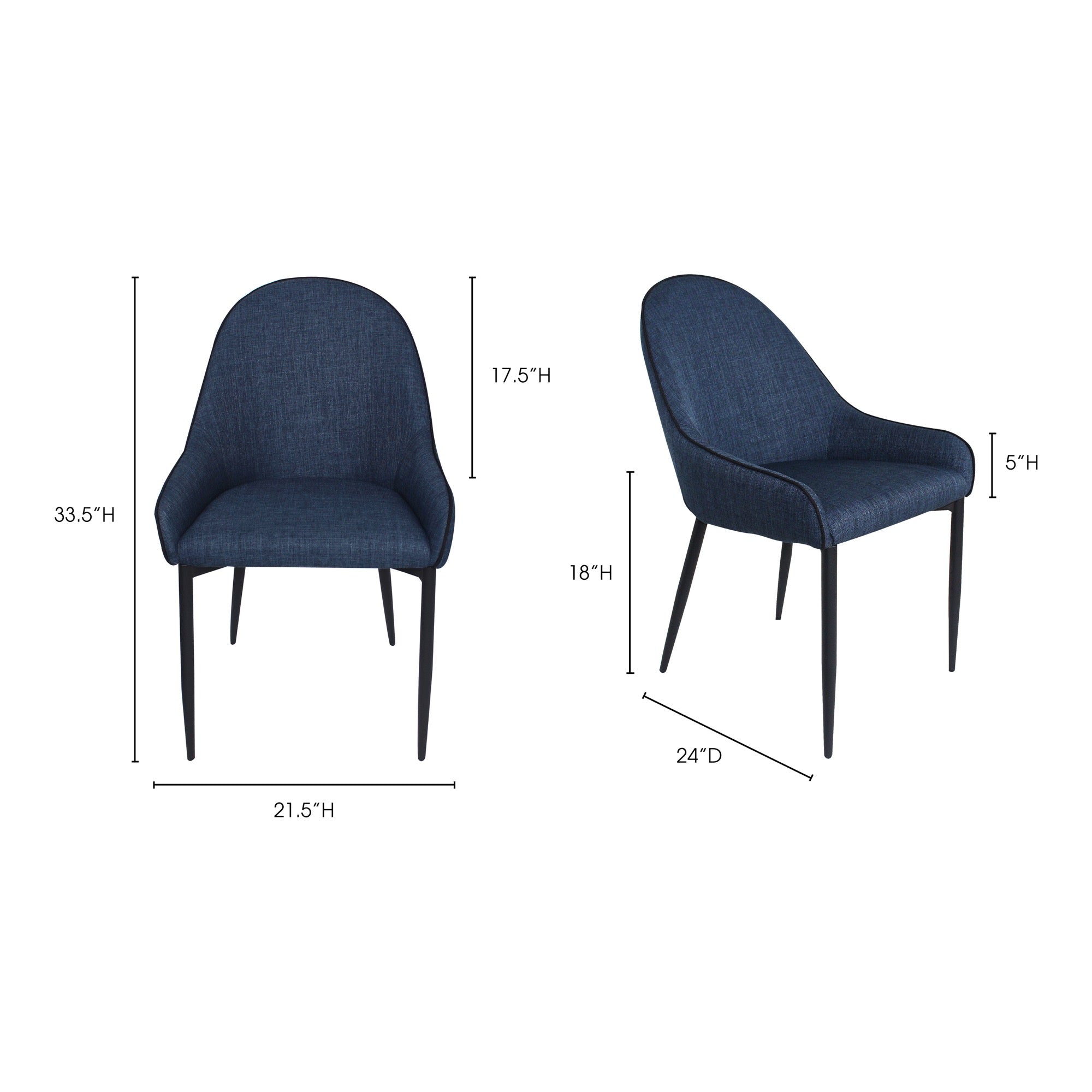 Moes Lapis Dining Chair Dark Blue - Set Of Two UU-1001-26
