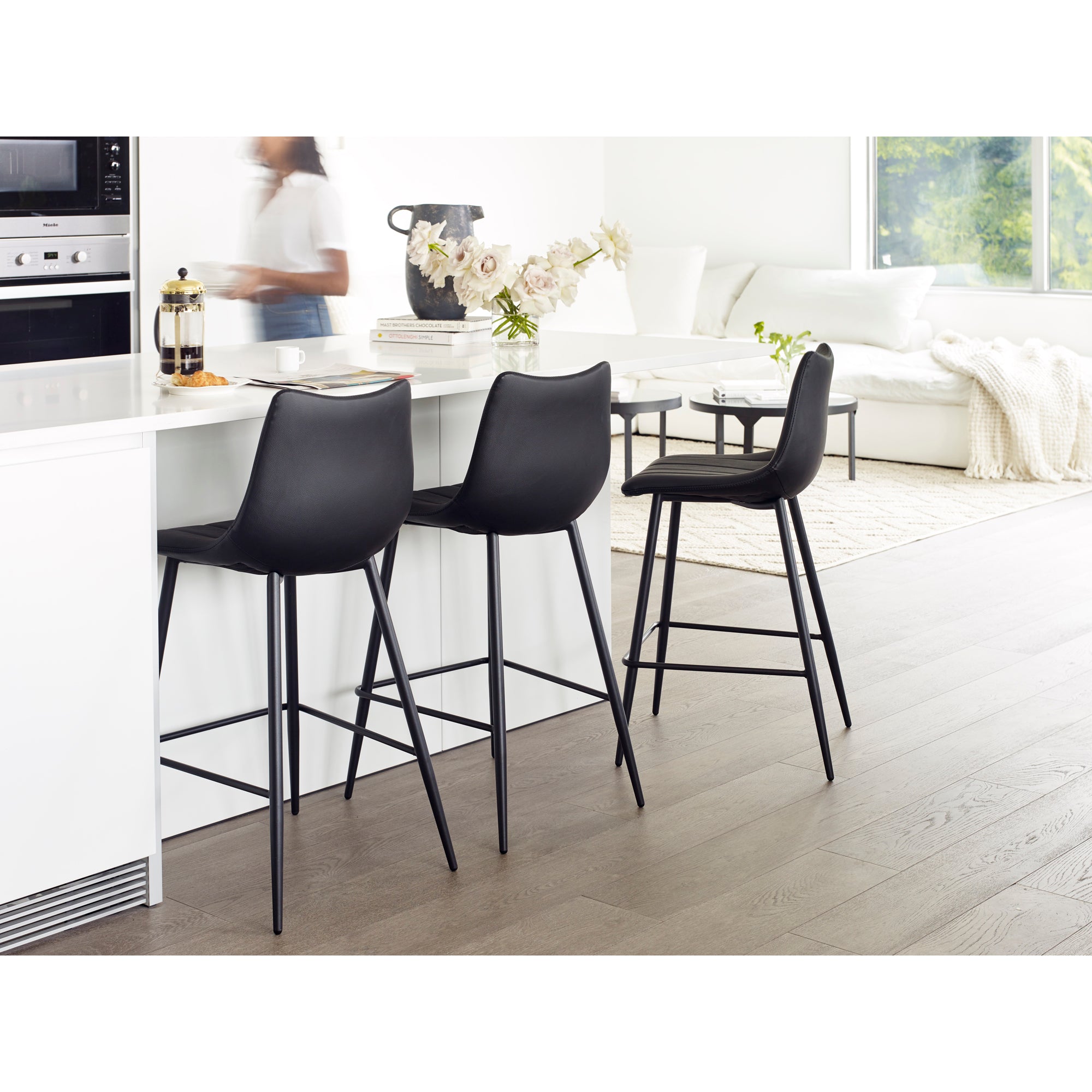 Moes Alibi Counter Stool Matte Black - Set Of Two UU-1002-02