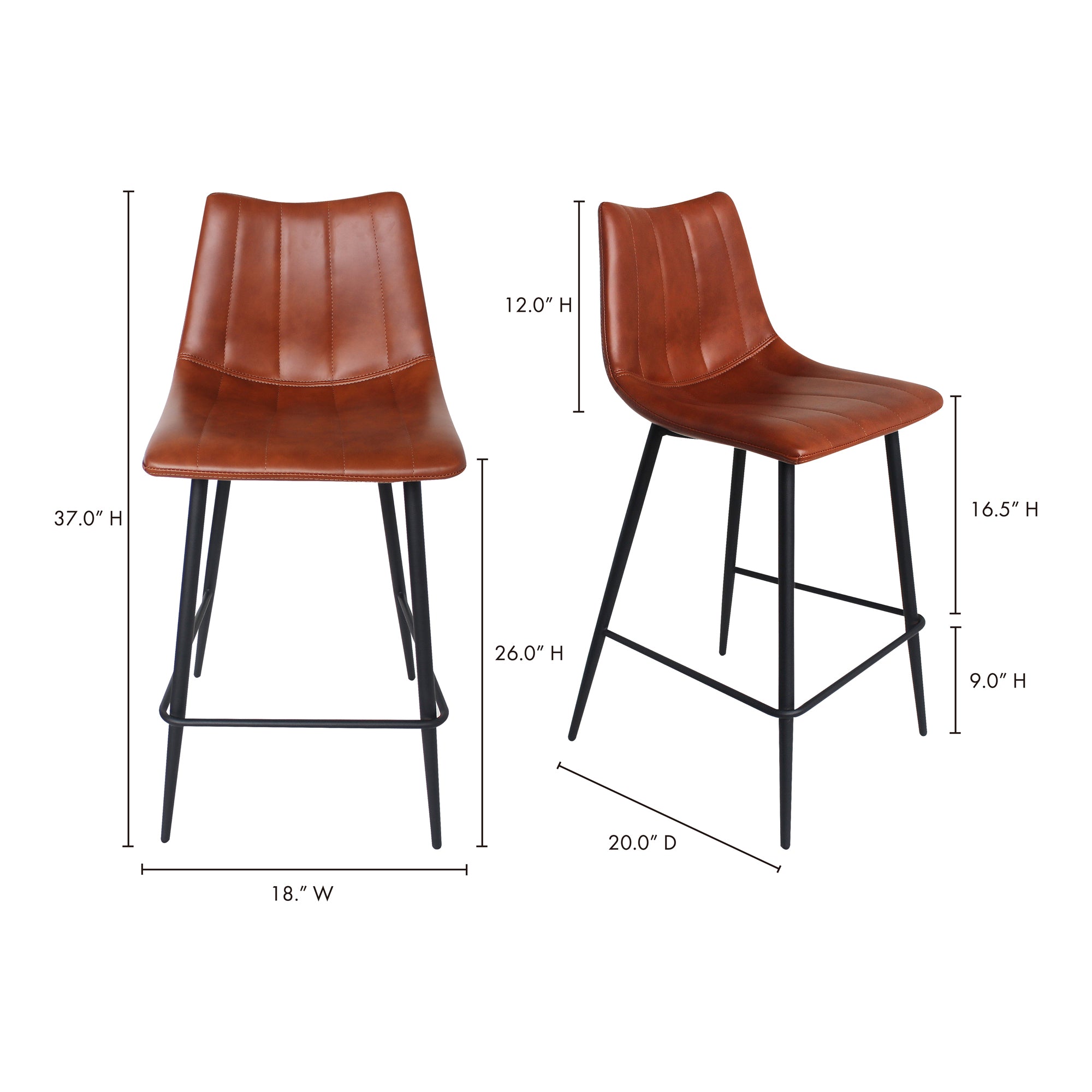 Moes Alibi Counter Stool Brown - Set Of Two UU-1002-03