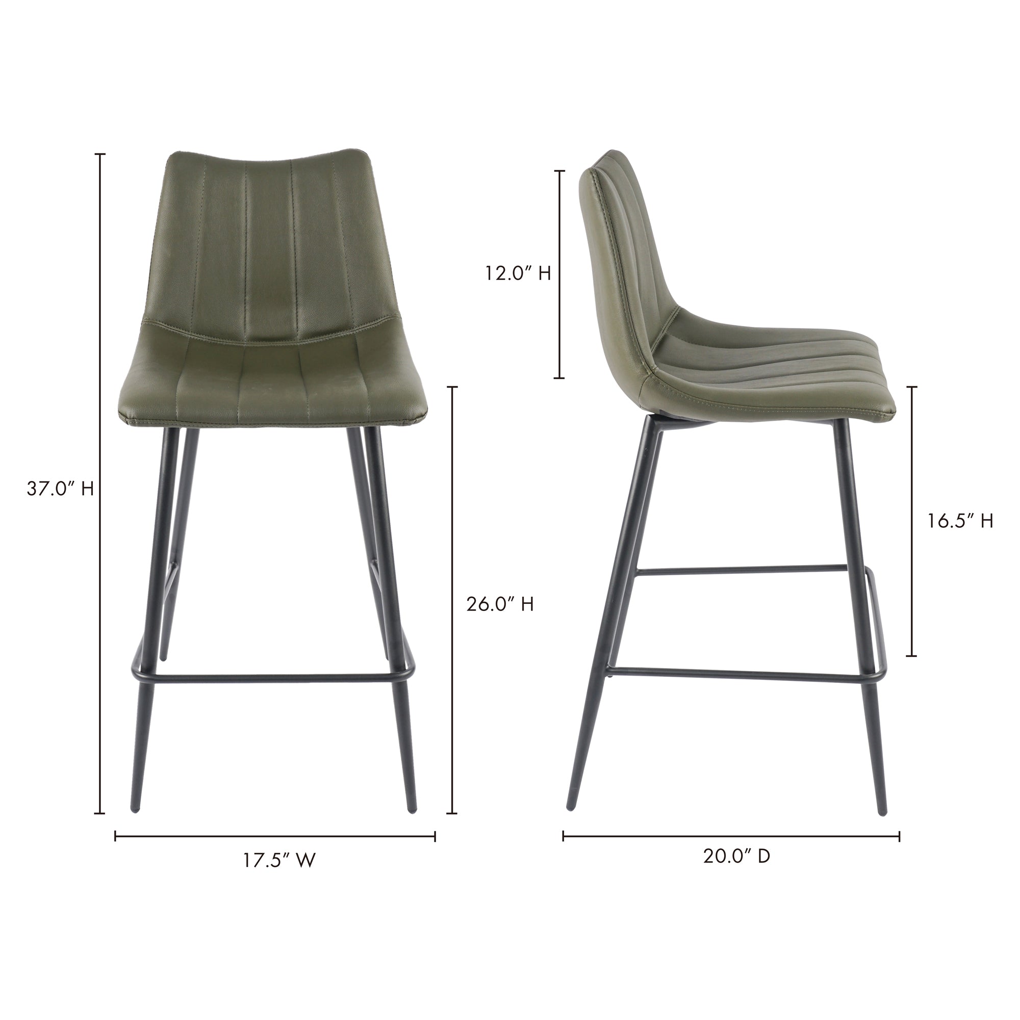 Moes Alibi Counter Stool Dark Green - Set Of Two UU-1002-27