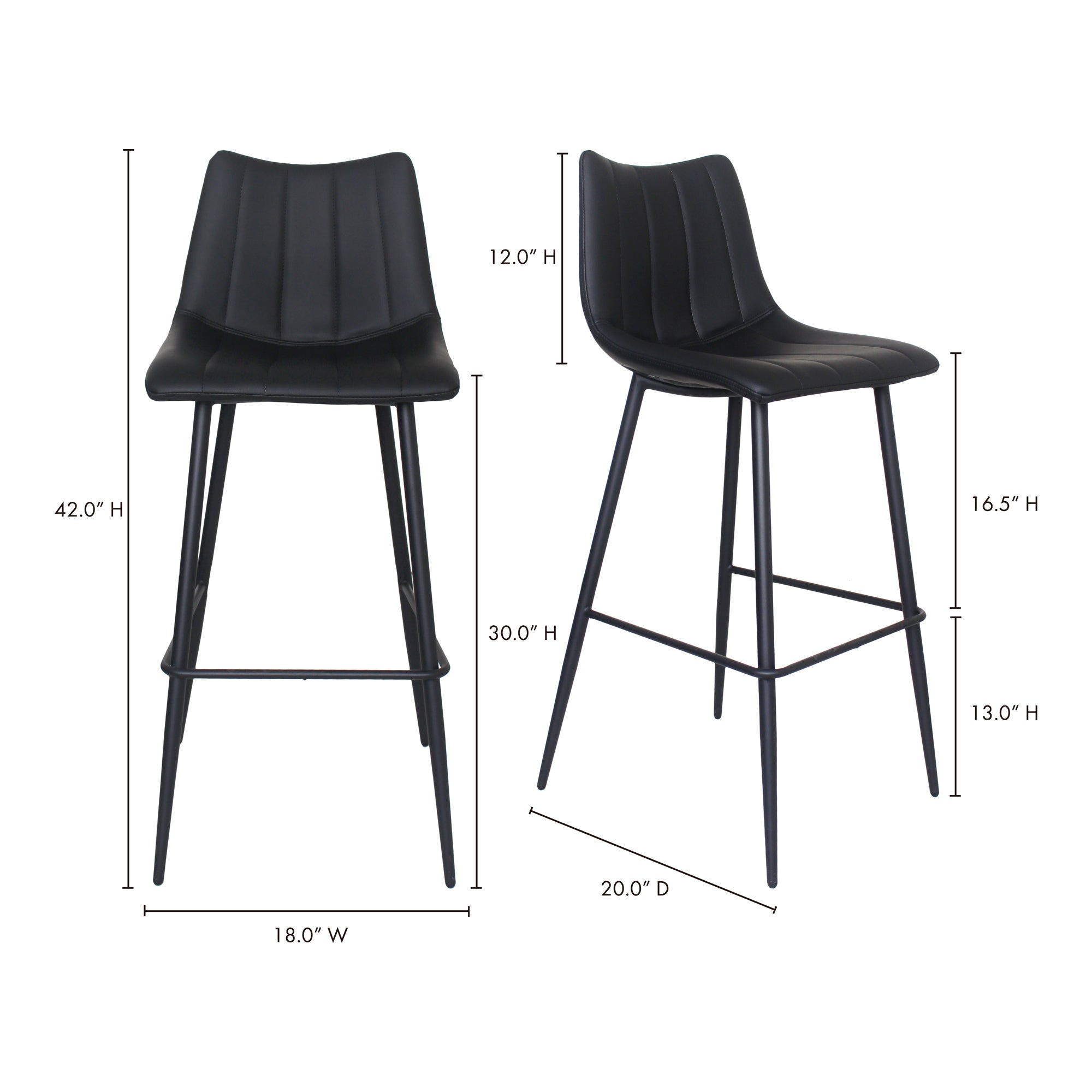 Moes Alibi Barstool Matte Black - Set Of Two UU-1003-02