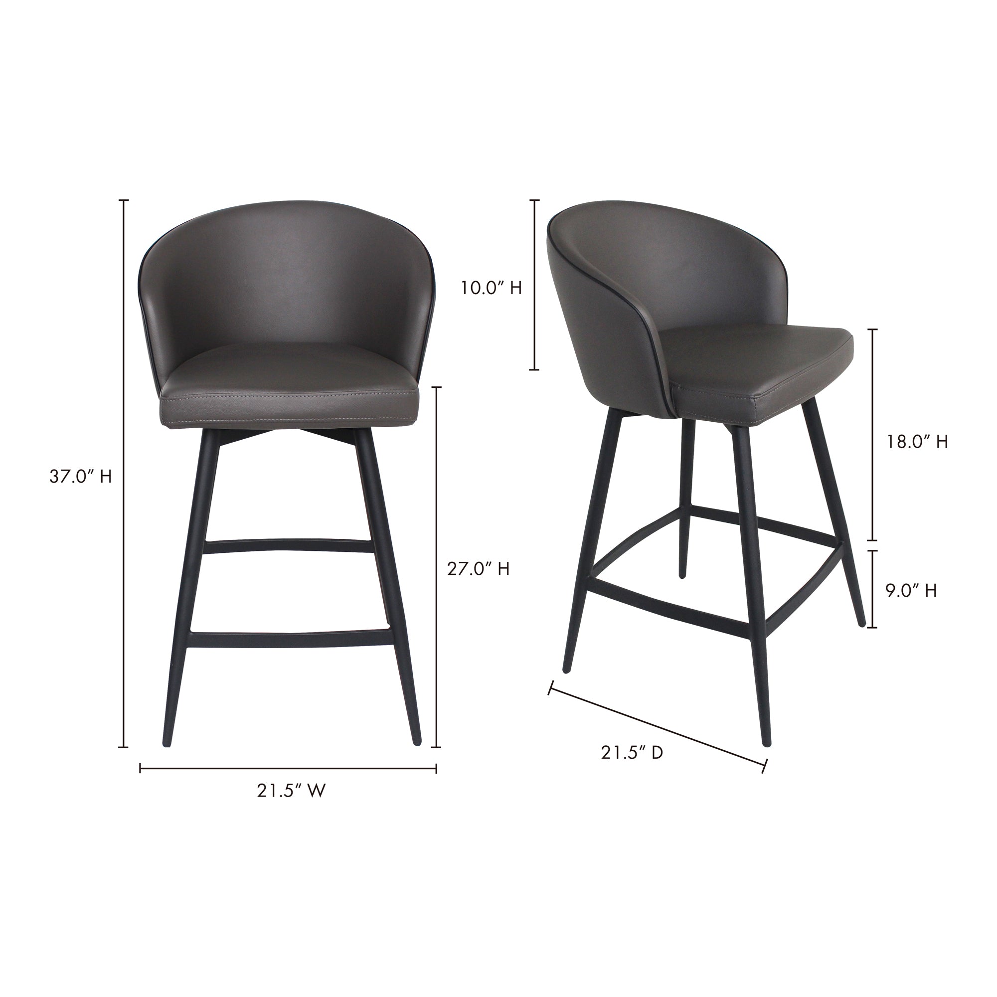Moes Webber Swivel Counter Stool Charcoal UU-1004-07