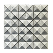TRIANGLE BLEND BIANCO CARRARA & BARDIGLIO & THASSOS MARBLE MOSAIC POLISHED