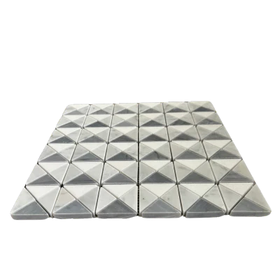 TRIANGLE BLEND BIANCO CARRARA & BARDIGLIO & THASSOS MARBLE MOSAIC POLISHED