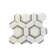 FAVO MARBLE MOSAIC POLISHED THASSOS WITH CARRARA  & GRAY