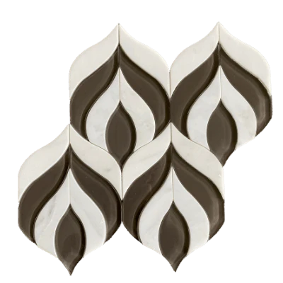 Botanica Waterjet Mosac Arabescato and Gray Glass Clear