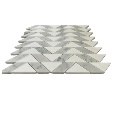 ZIK ZAG THASSOS  & MOTHER OF PEARL MARBLE MOSAIC POLISHED