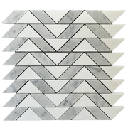 ZIK ZAG THASSOS  & MOTHER OF PEARL MARBLE MOSAIC POLISHED