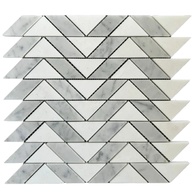 ZIK ZAG THASSOS  & MOTHER OF PEARL MARBLE MOSAIC POLISHED