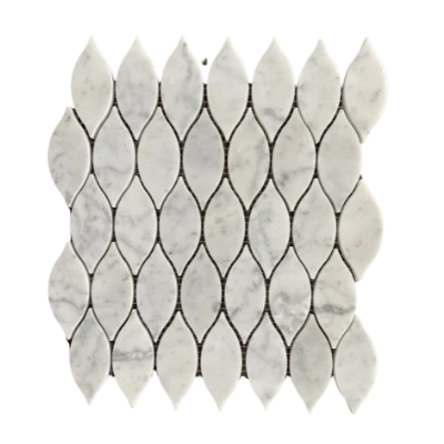 Elongated Teardrop Carrara Waterjet Mosaic