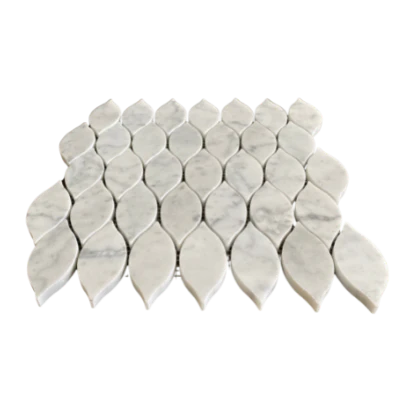 Elongated Teardrop Carrara Waterjet Mosaic