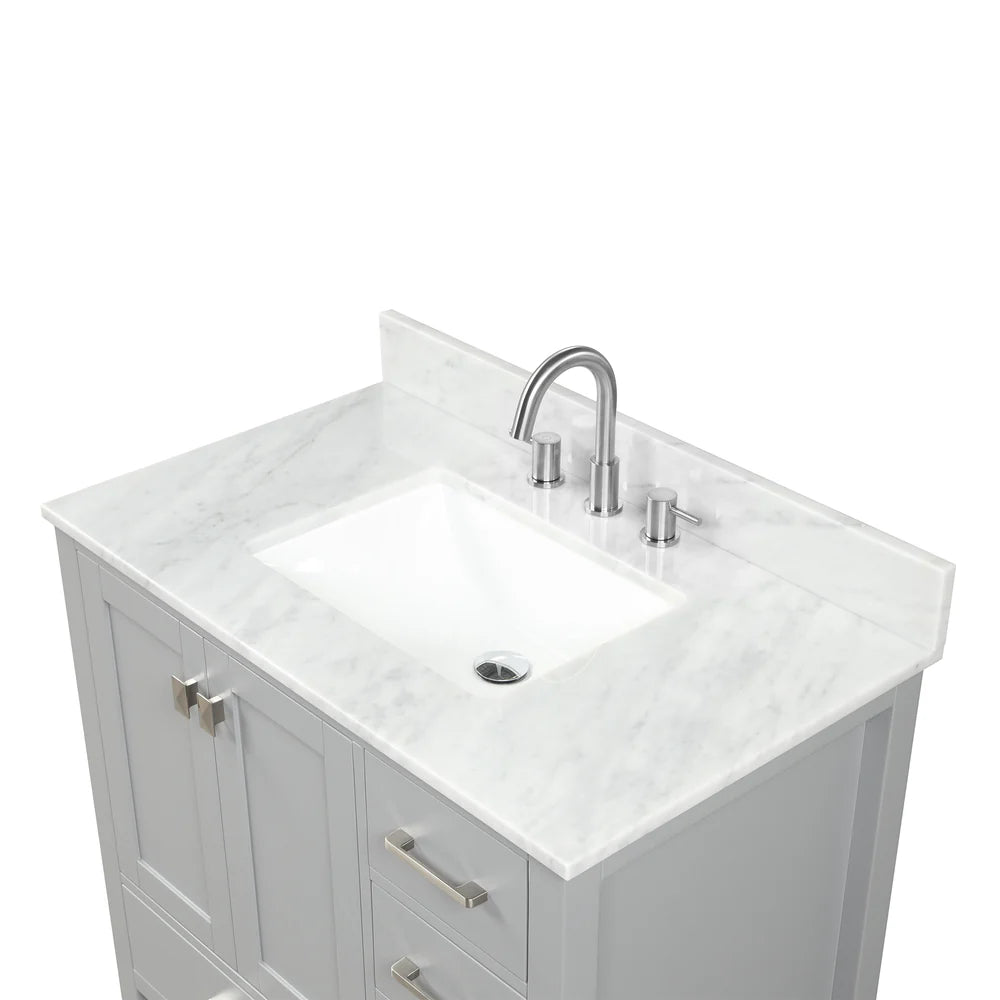 Countertop – White Carrara Marble with Backsplash | Multiple Sizes