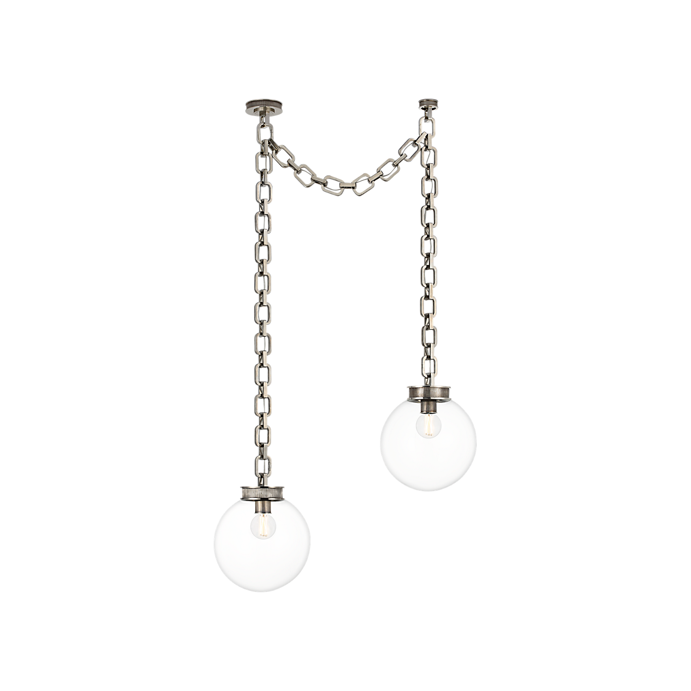 Visual Comfort Bellamy 2 Light Statement Chain 12" Globe Chandelier
