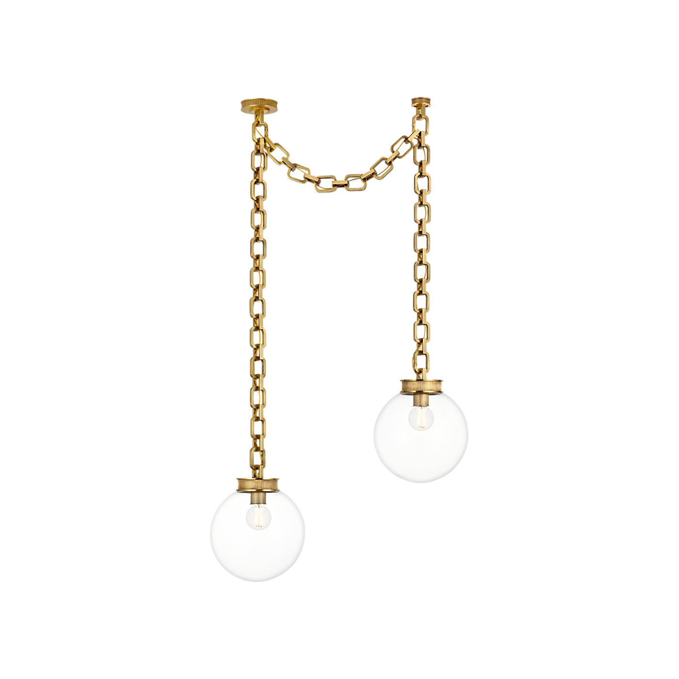 Visual Comfort Bellamy 2 Light Statement Chain 12" Globe Chandelier