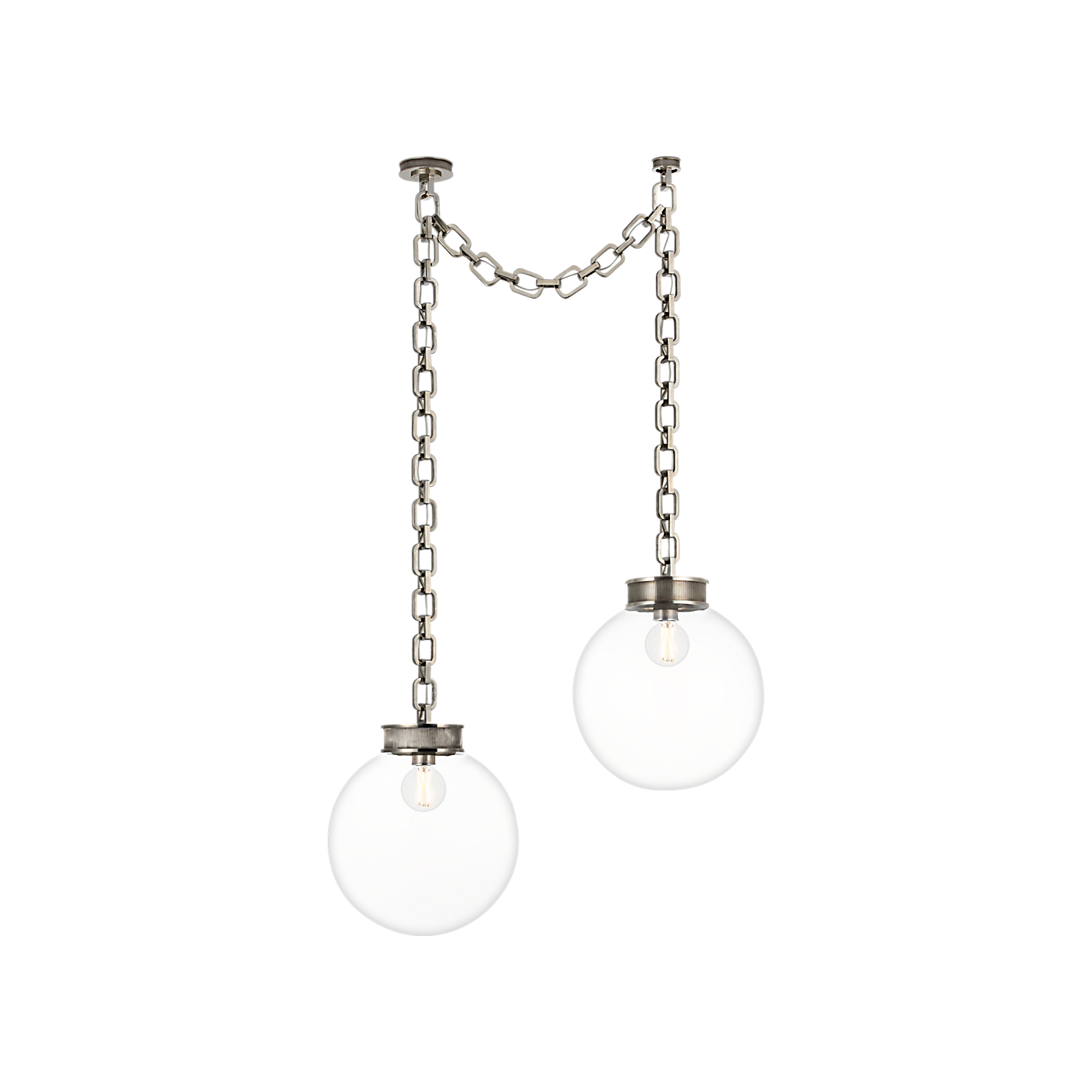 Visual Comfort Bellamy 2 Light Statement Chain 16" Globe Chandelier