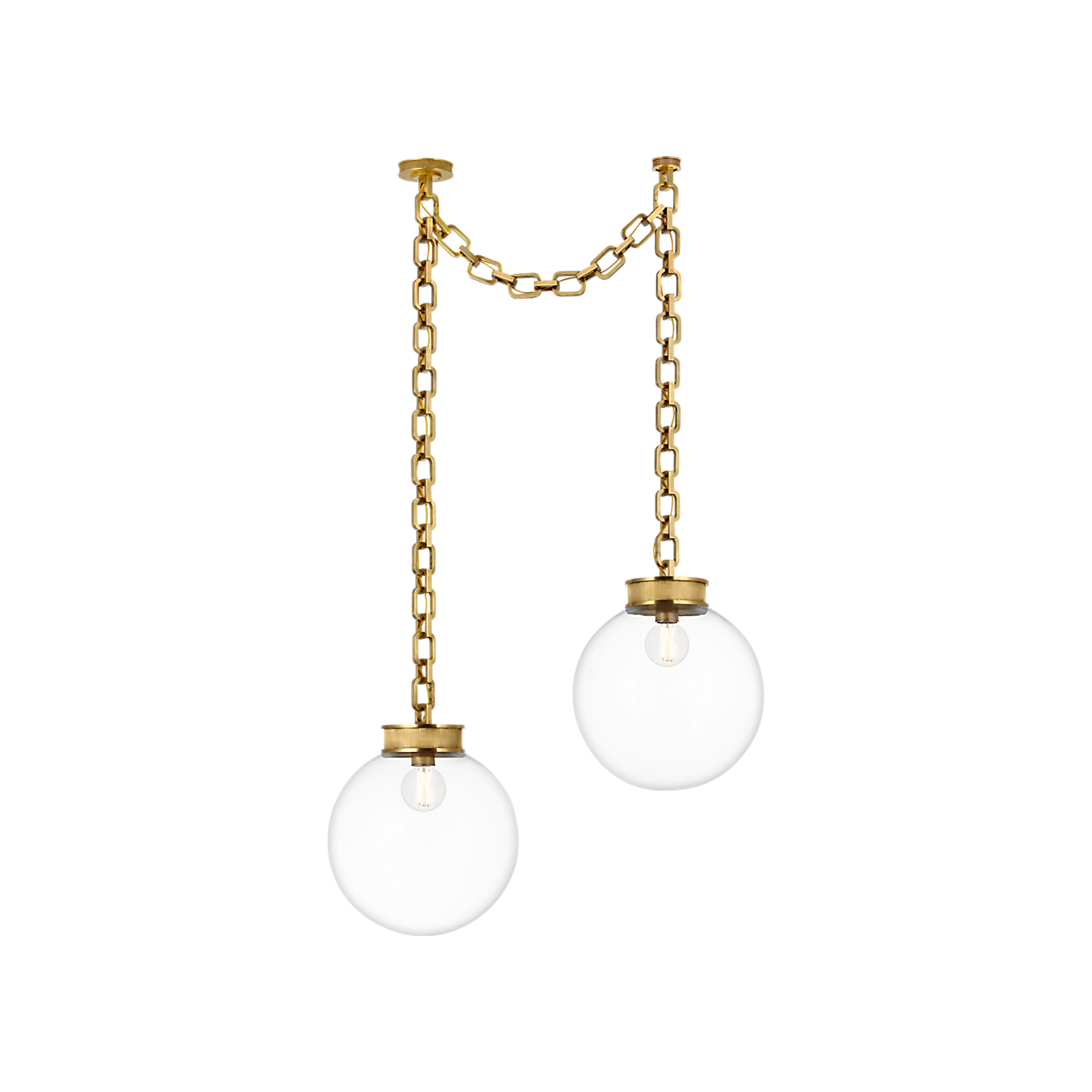 Visual Comfort Bellamy 2 Light Statement Chain 16" Globe Chandelier