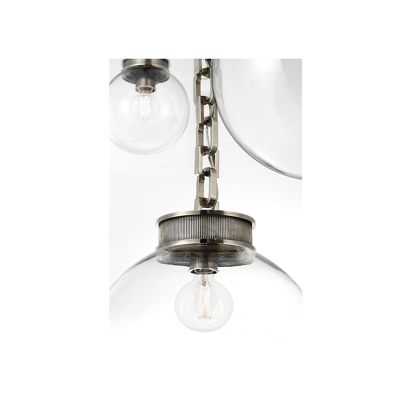 Visual Comfort Bellamy 3 Light Statement Chain Multi Globe Chandelier