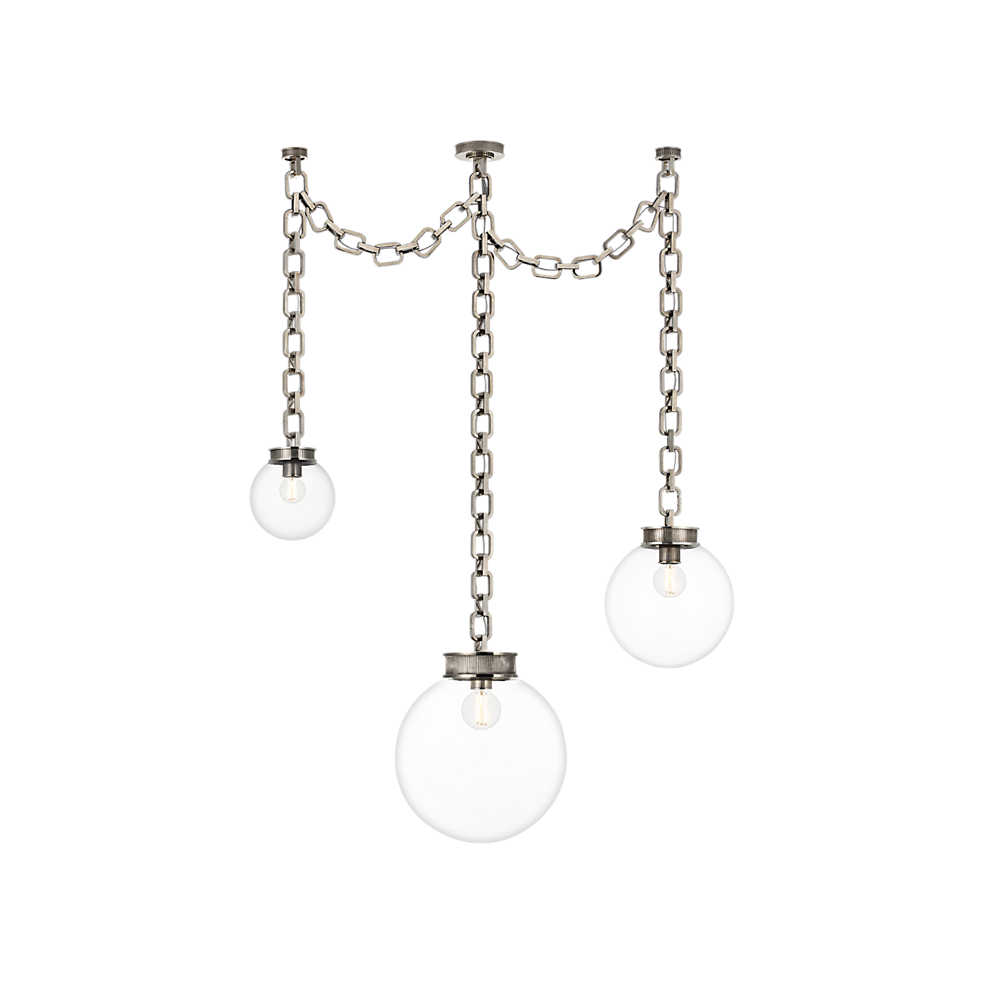Visual Comfort Bellamy 3 Light Statement Chain Multi Globe Chandelier