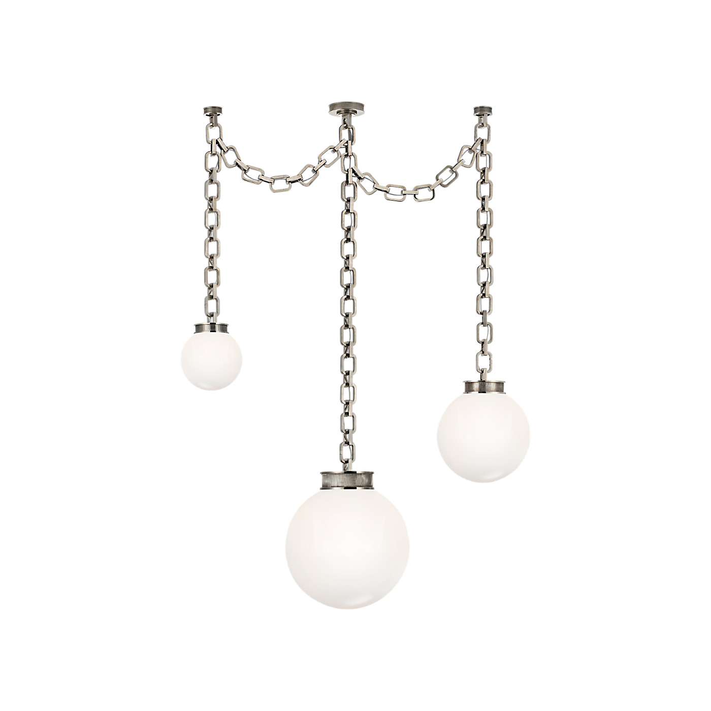 Visual Comfort Bellamy 3 Light Statement Chain Multi Globe Chandelier