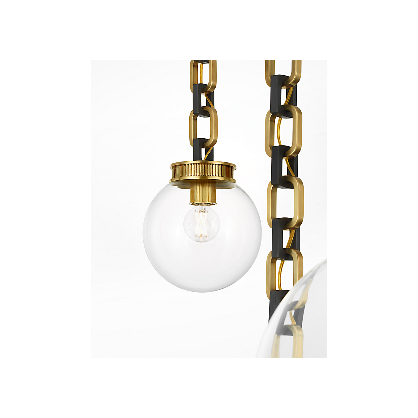 Visual Comfort Bellamy 3 Light Statement Chain Multi Globe Chandelier