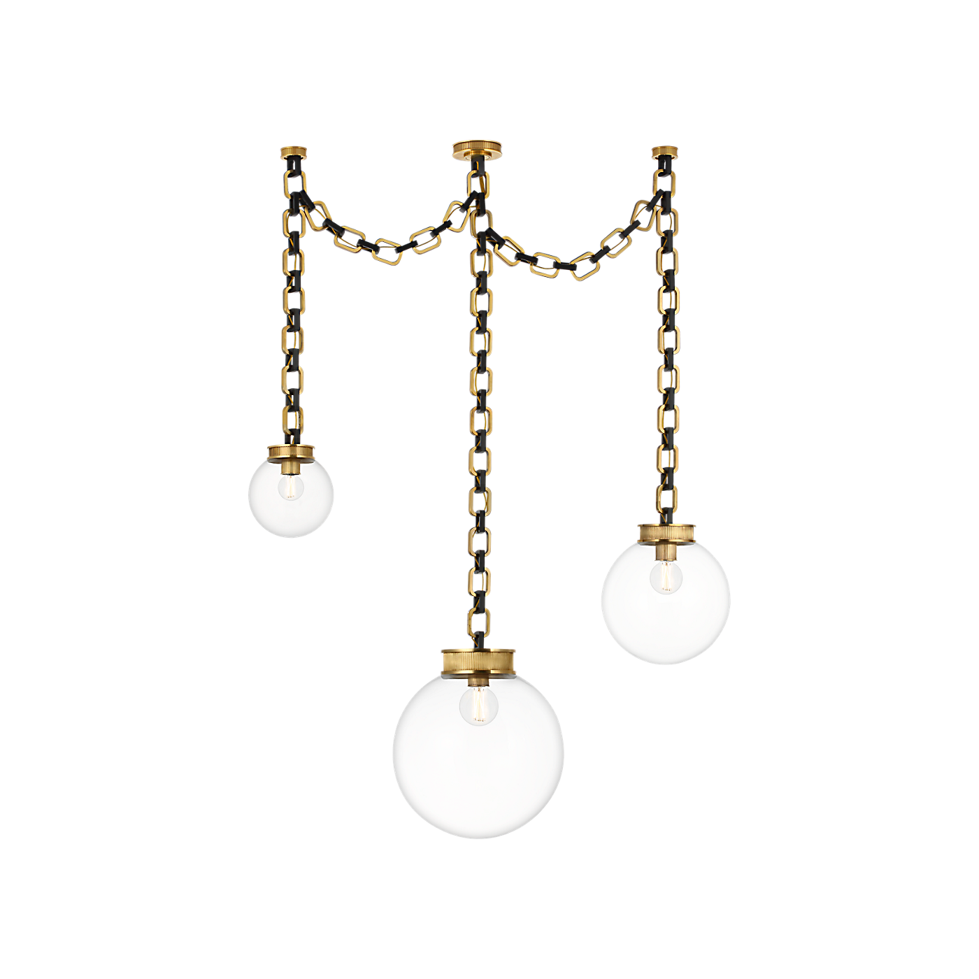 Visual Comfort Bellamy 3 Light Statement Chain Multi Globe Chandelier
