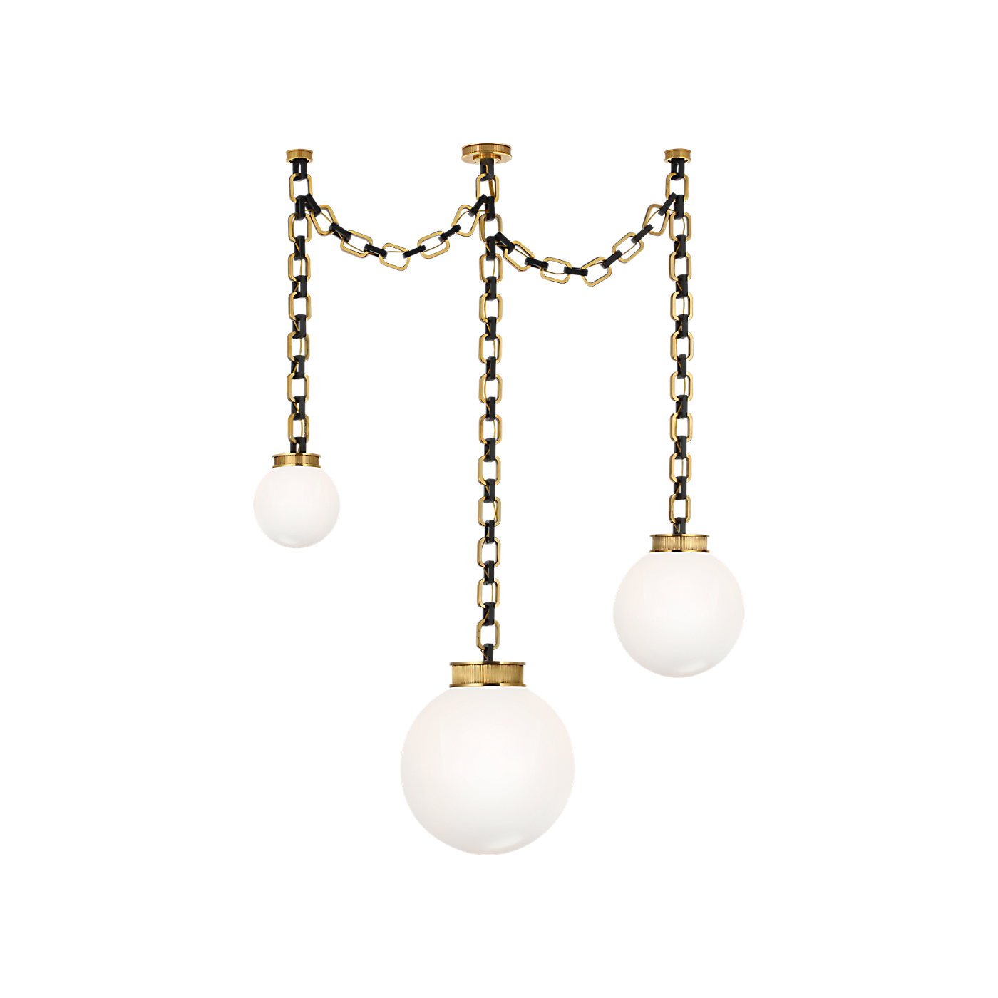 Visual Comfort Bellamy 3 Light Statement Chain Multi Globe Chandelier