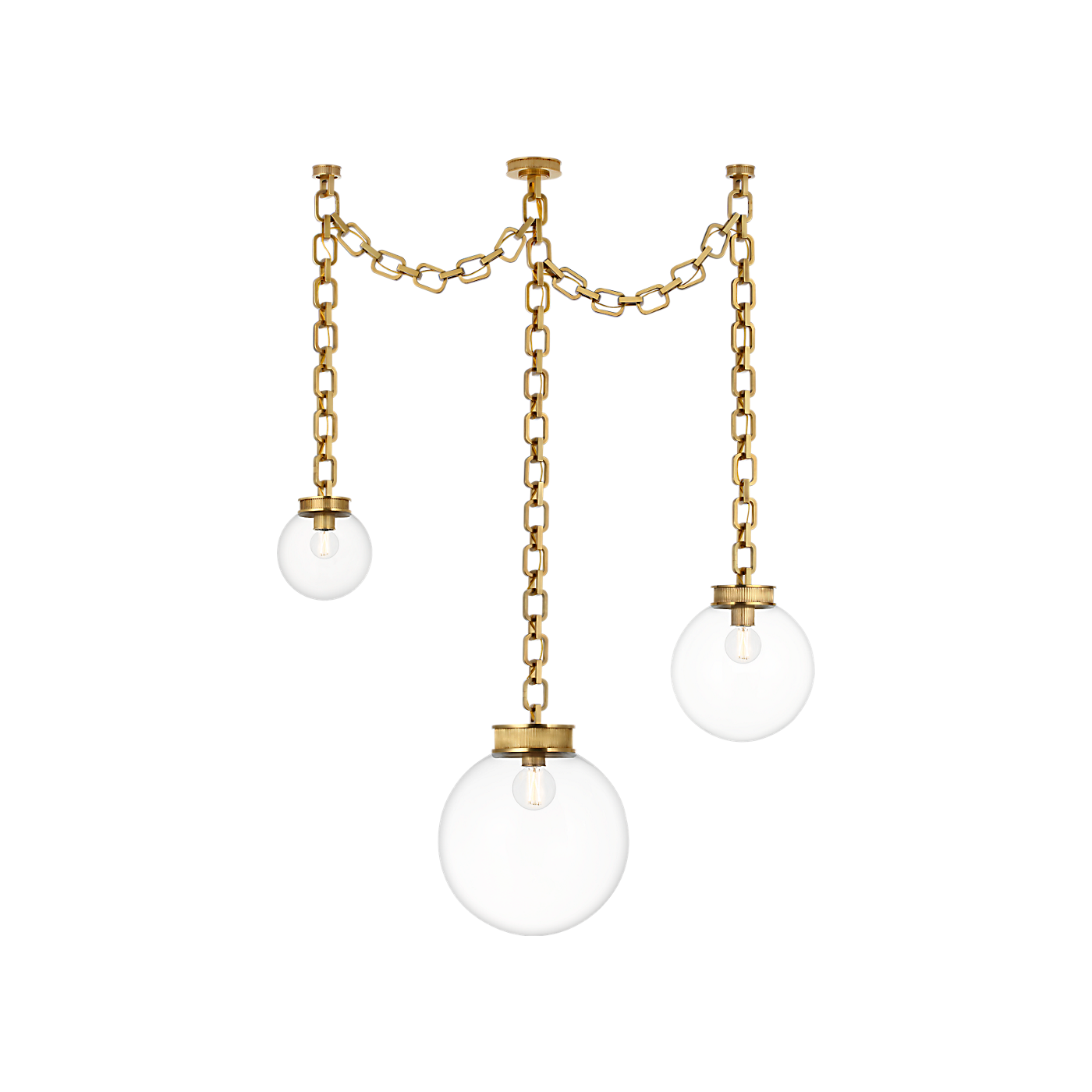 Visual Comfort Bellamy 3 Light Statement Chain Multi Globe Chandelier