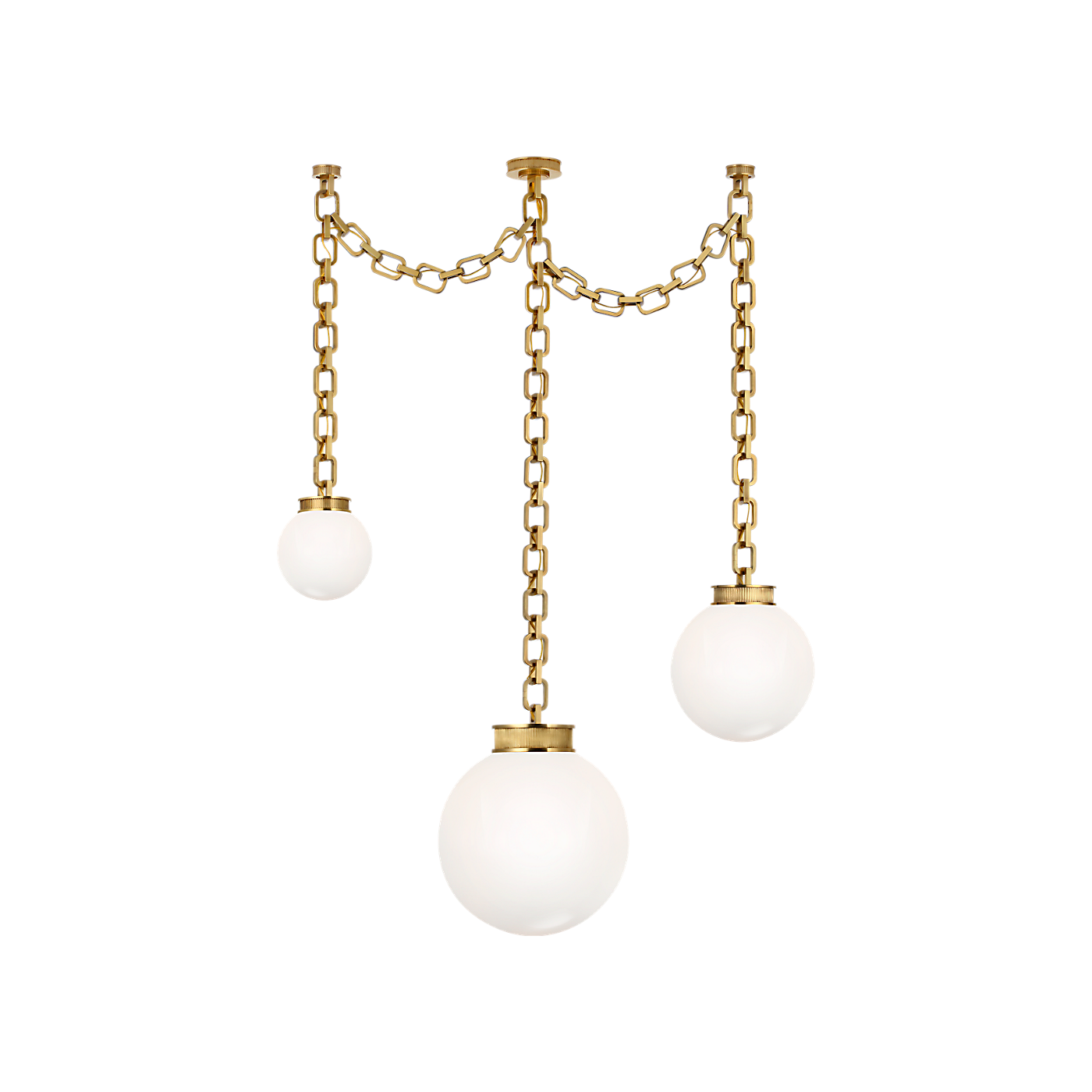 Visual Comfort Bellamy 3 Light Statement Chain Multi Globe Chandelier