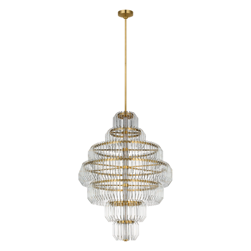 Waterford Killarney 32" Layered Chandelier – Polished Nickel & Clear Crystal