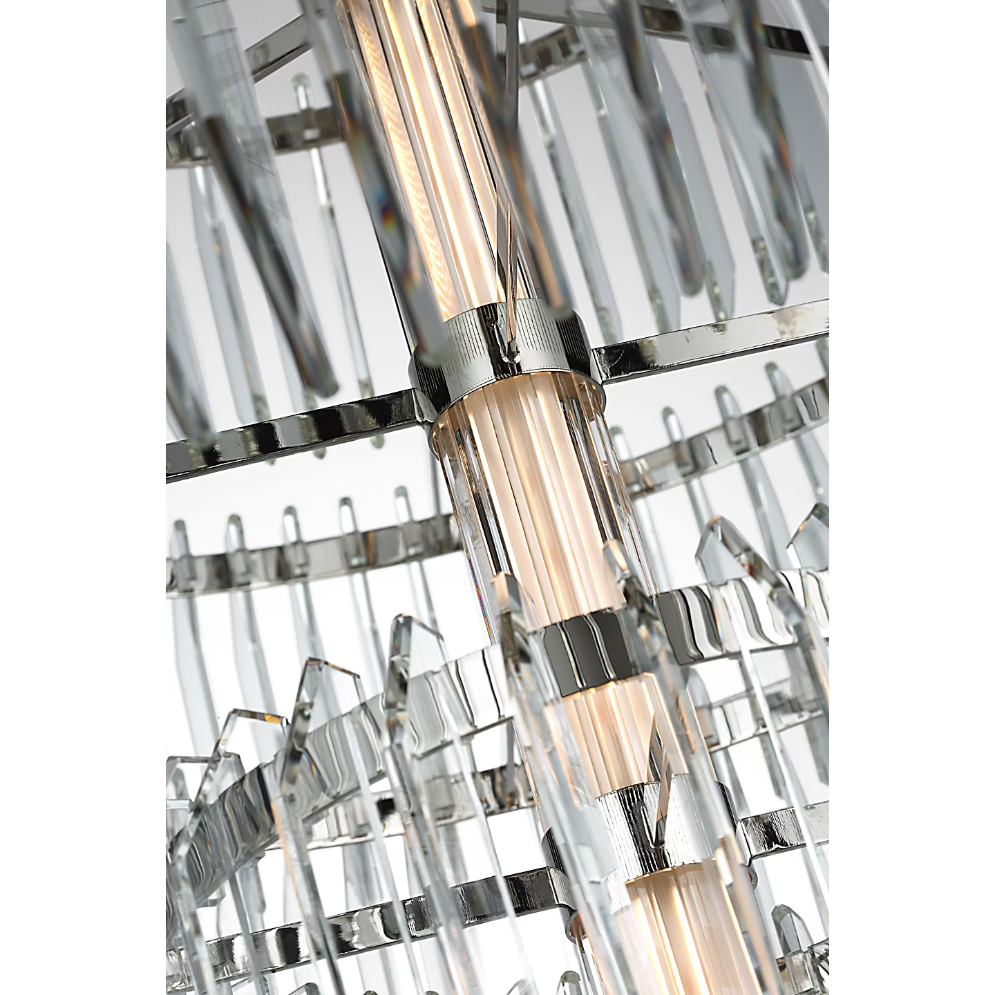 Waterford Killarney 32" Layered Chandelier – Polished Nickel & Clear Crystal