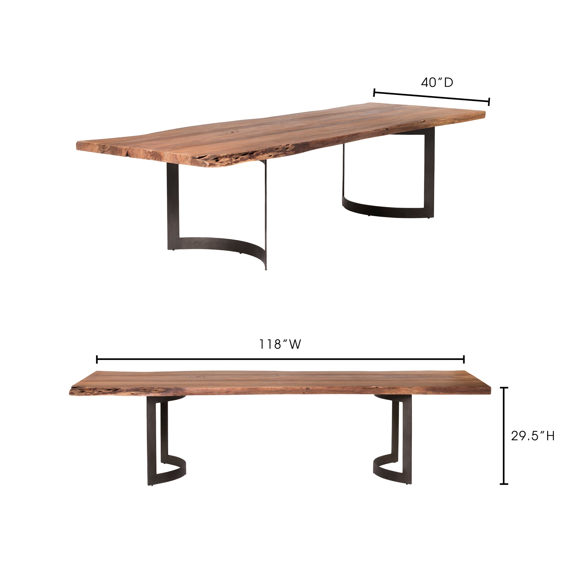 Moes Bent Dining Table Large Brown VE-1000-03-0