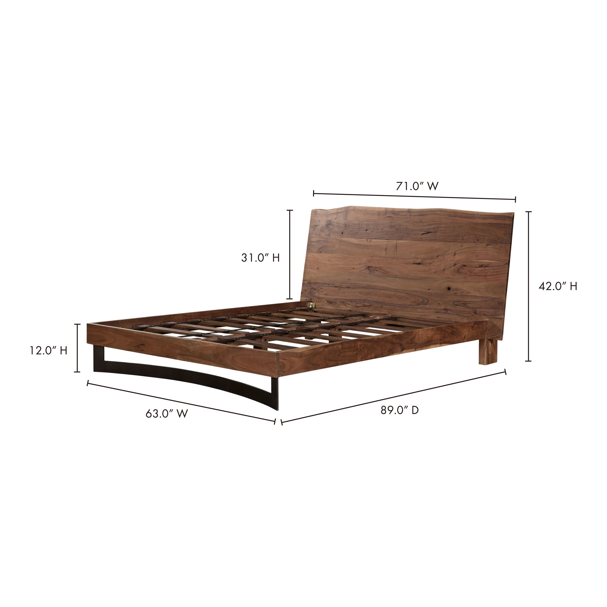 Moes Bent Queen Size Bed Brown VE-1087-03-0