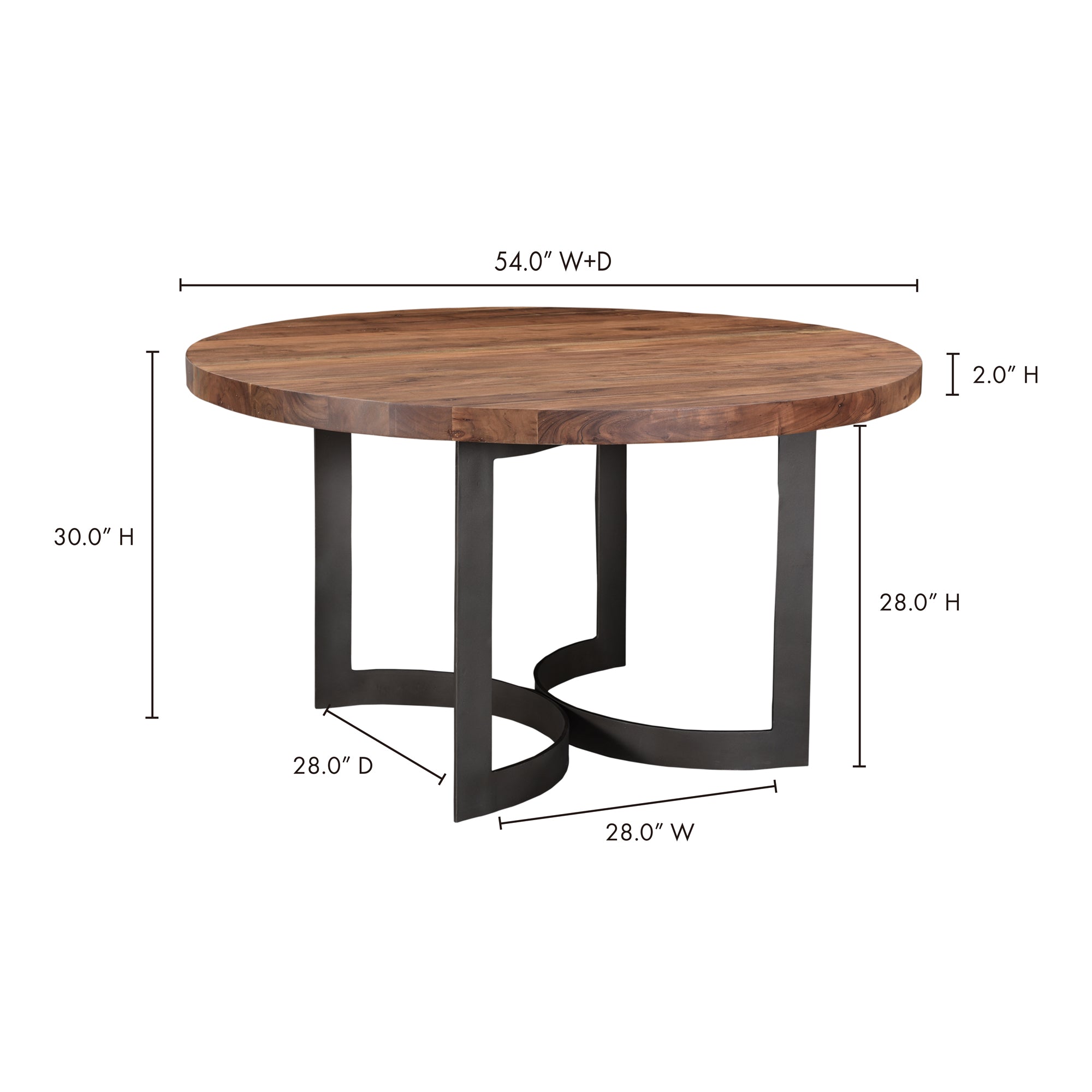 Moes Bent Round Dining Table 54In Brown VE-1106-03-0