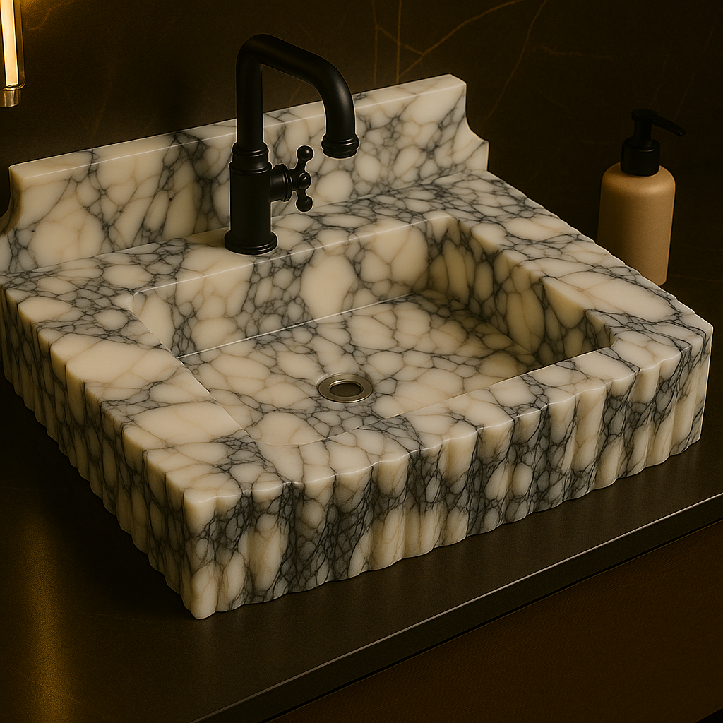 Luxury Calacatta Viola Marble Sink – Bold Italian Stone Design