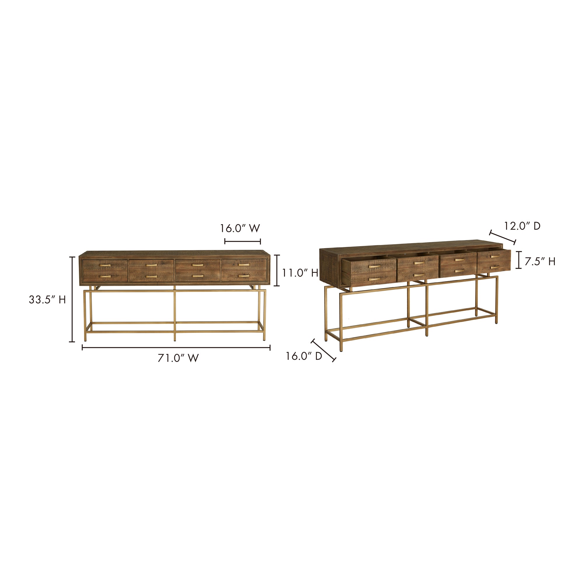 Moes Annecy Console Table Natural VL-1027-24