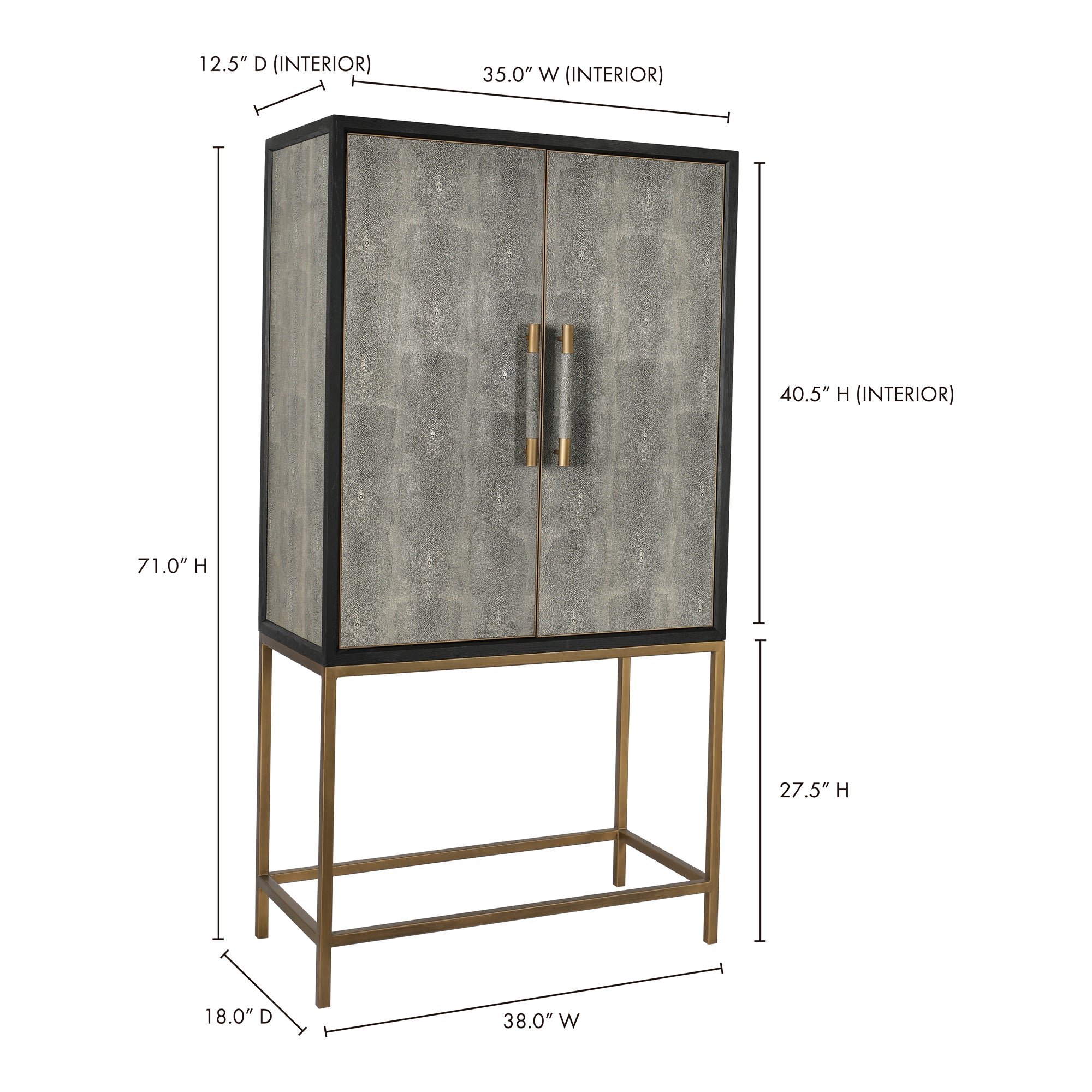 Moes Mako Bar Cabinet Grey VL-1047-15