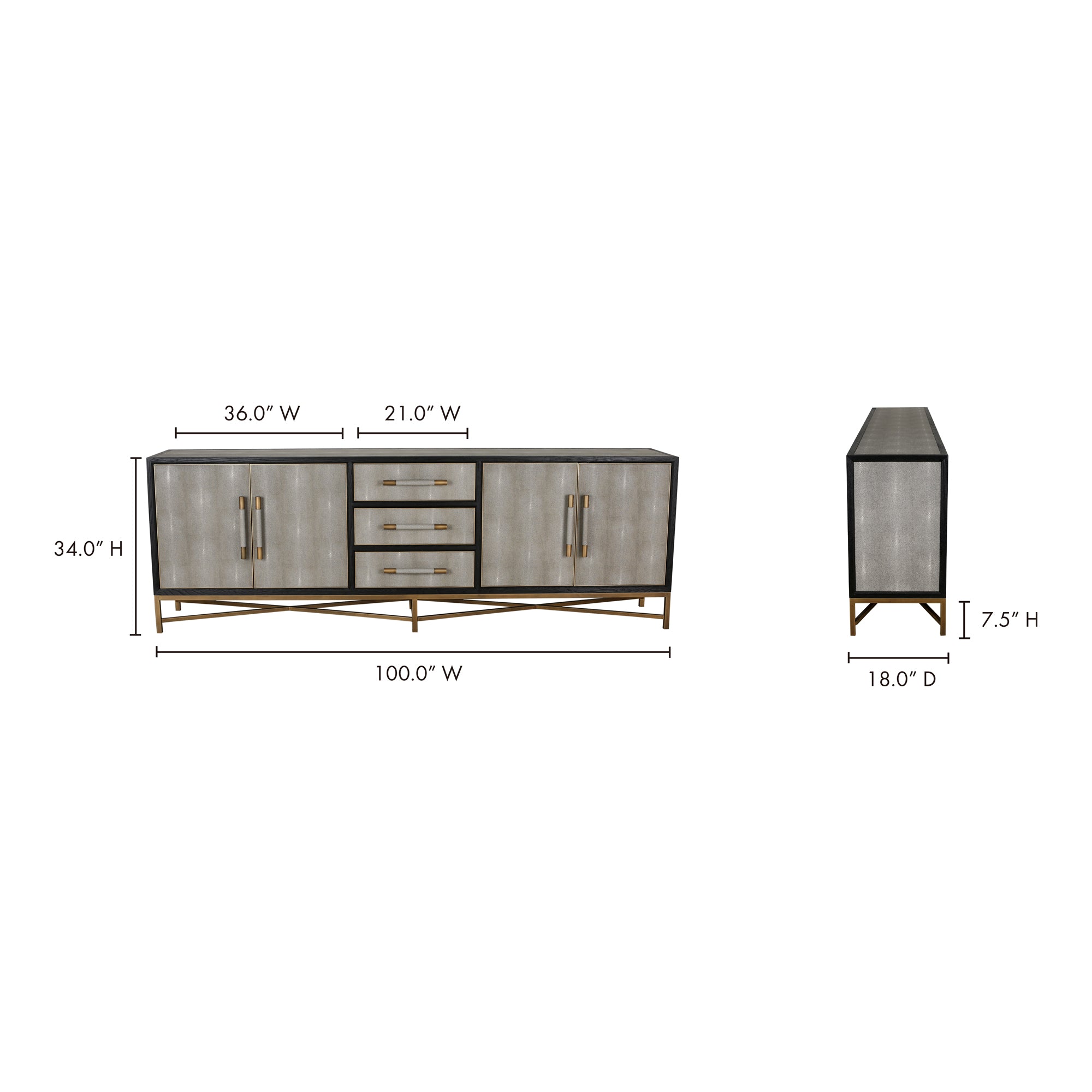 Moes Mako Sideboard Large Grey VL-1061-15